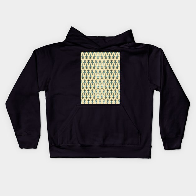 Blue Ankh pattern Kids Hoodie by BastetLand